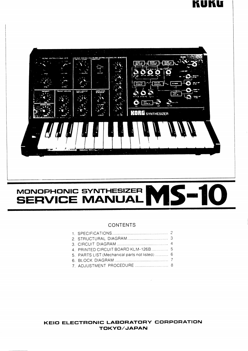 Korg-MS10-service-manual维修操作说明书手册