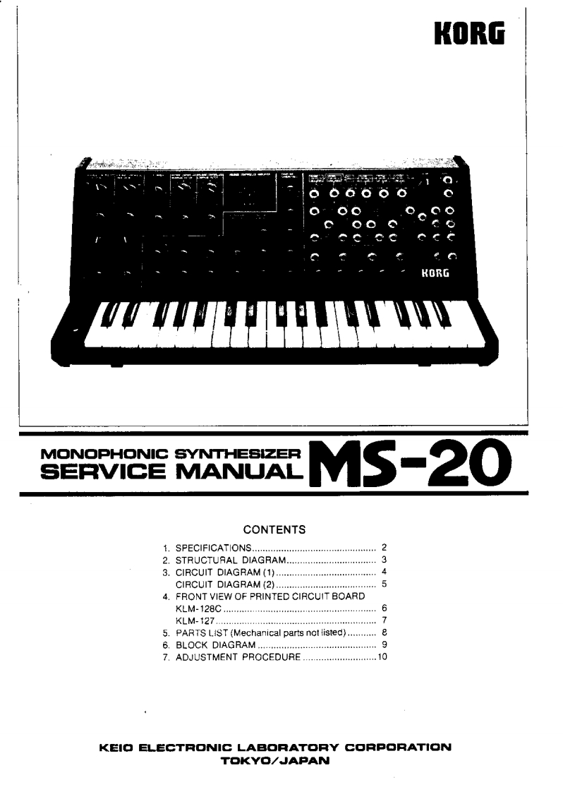 Korg-MS20-service-manual维修操作说明书手册