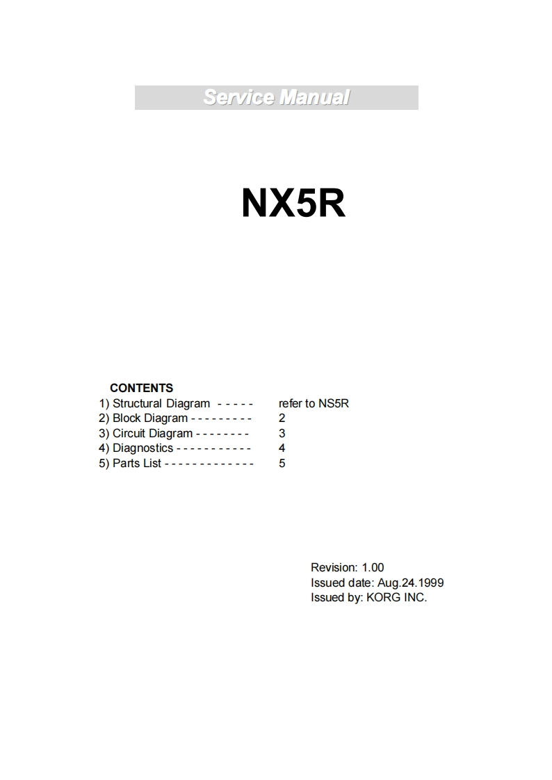 Korg-NX5R--NS5R-Service-使用说明书手册维修手册电气原理图