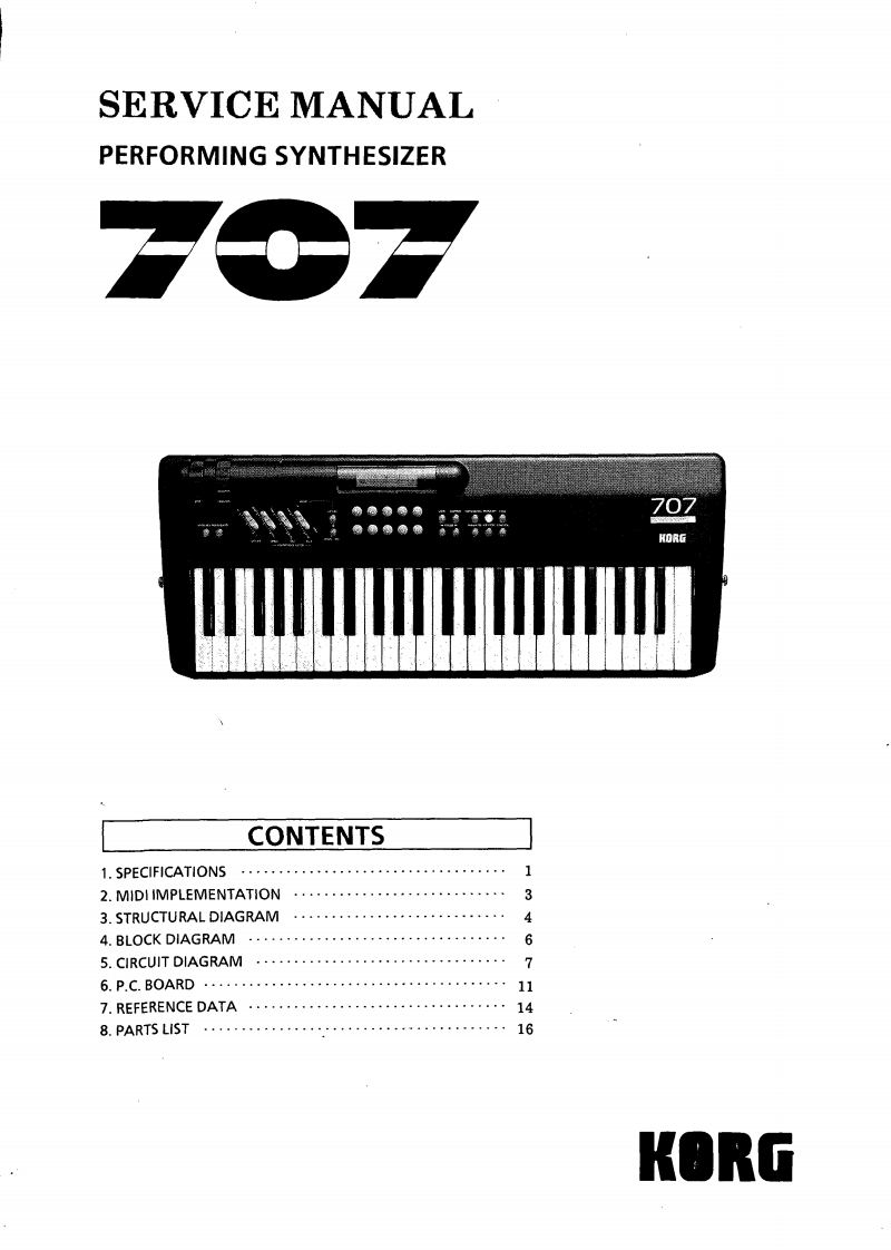 Korg_707_Service_Manual维修服务手册含电器原理图