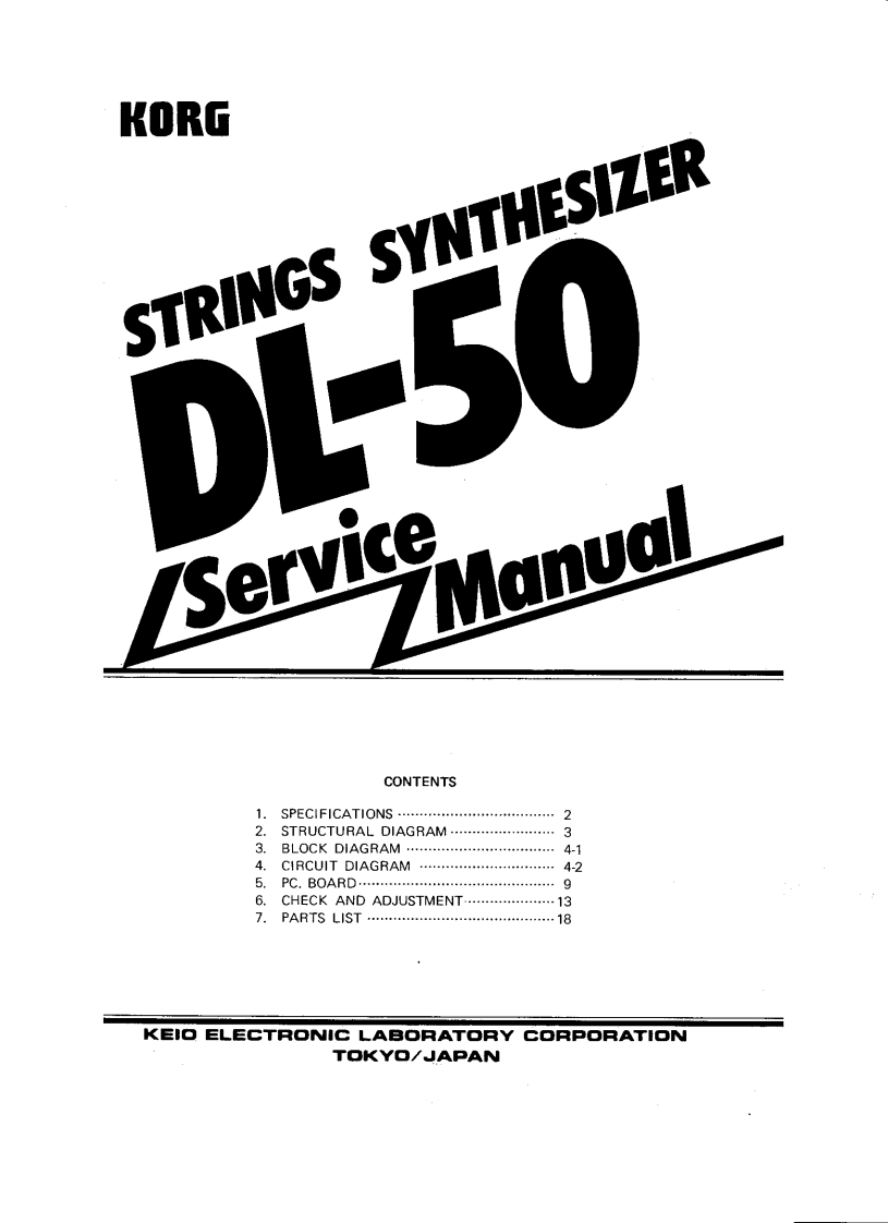 Korg_DL-50_Service_Manual维修服务手册含电器原理图
