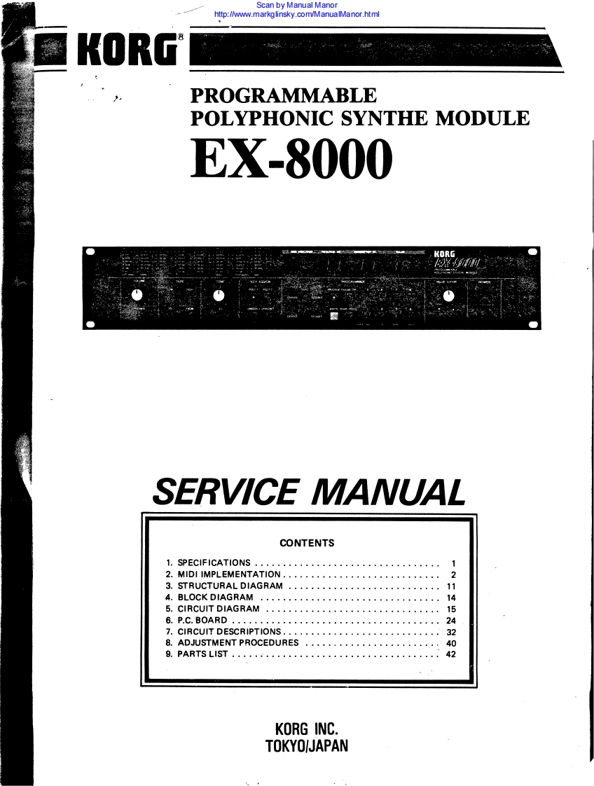 Korg_EX-8000_Module_Service_Manual维修服务手册含电器原理图