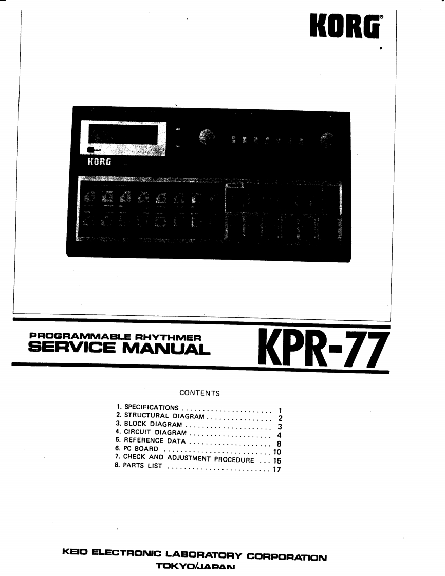 Korg_KPR-77_Rhythmer_Service_Manual维修服务手册含电器原理图