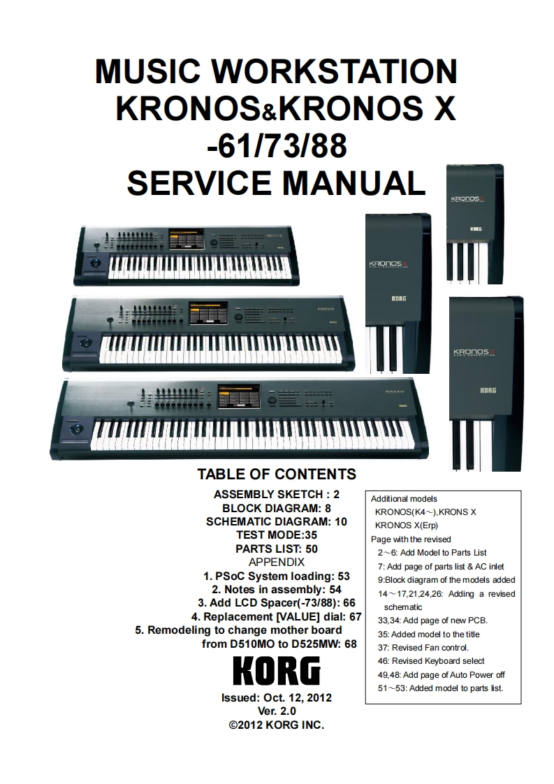 Korg_Kronos_(Ver.2)_Service_Manual维修服务手册含电器原理图