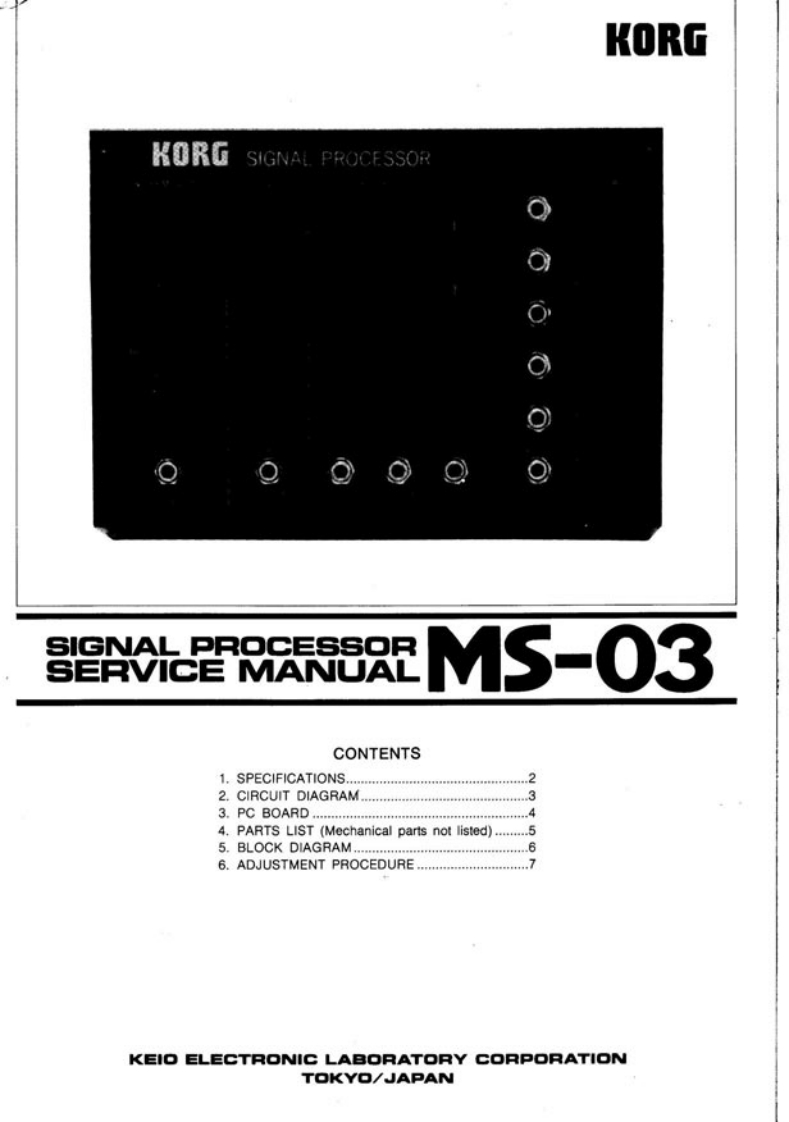 Korg_MS-03_Service_Manual维修服务手册含电器原理图