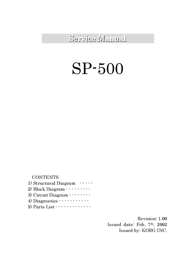 Korg_SP-500_Service_Manual维修服务手册含电器原理图