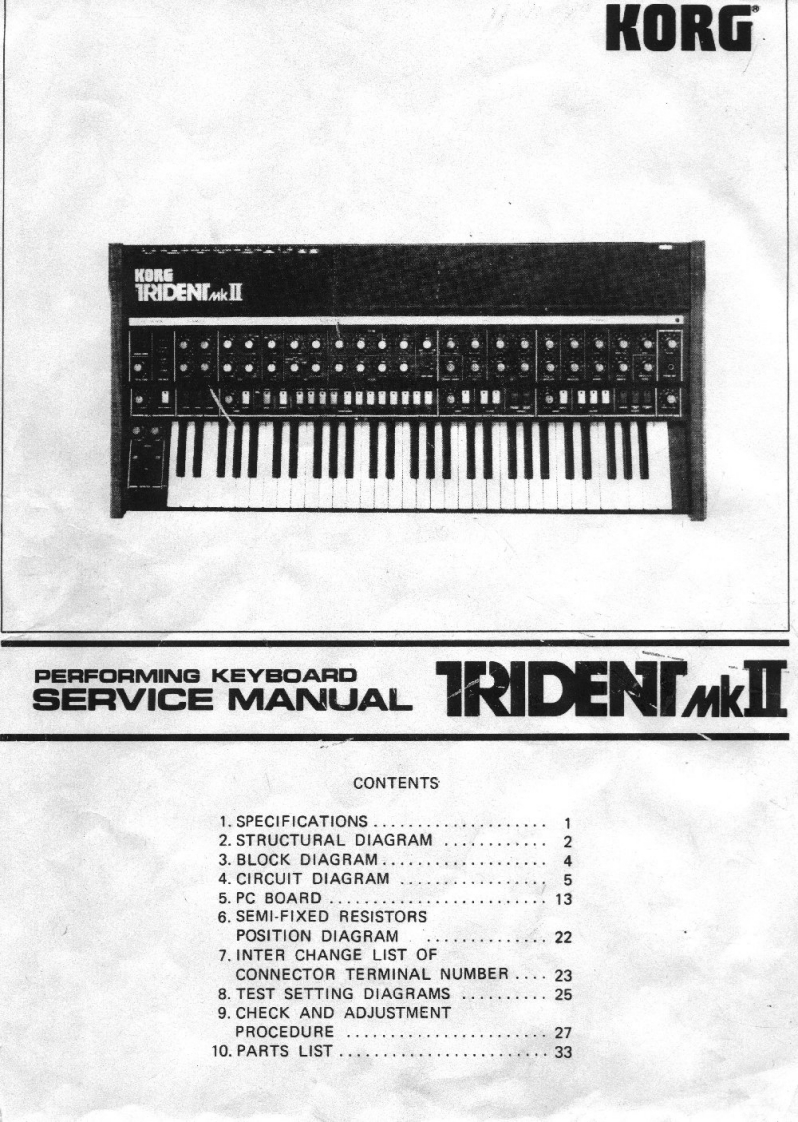 Korg_Trident_MKII_Service_Manual维修服务手册含电器原理图