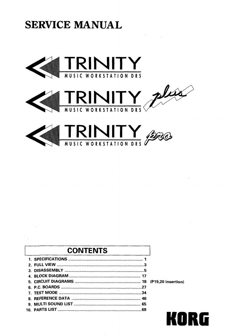 Korg_Trinity_Series_Service_Manual维修服务手册含电器原理图