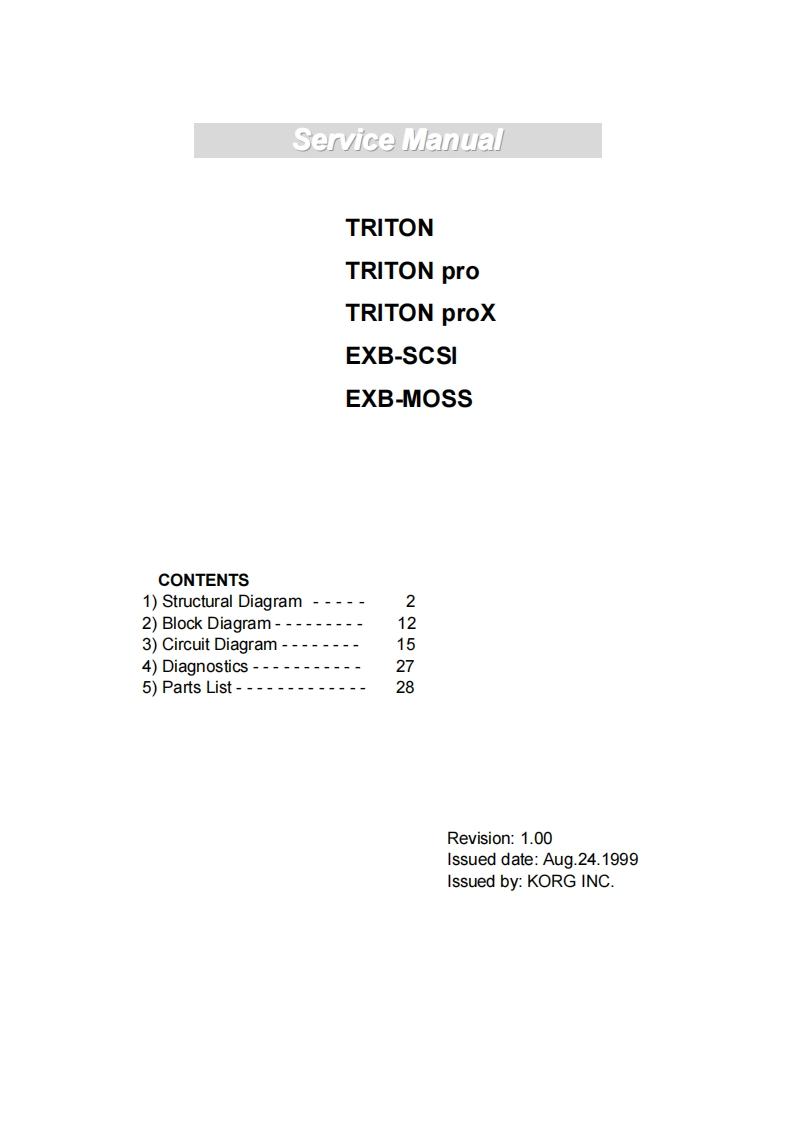 Korg_Triton_Series_Service_Manual维修服务手册含电器原理图