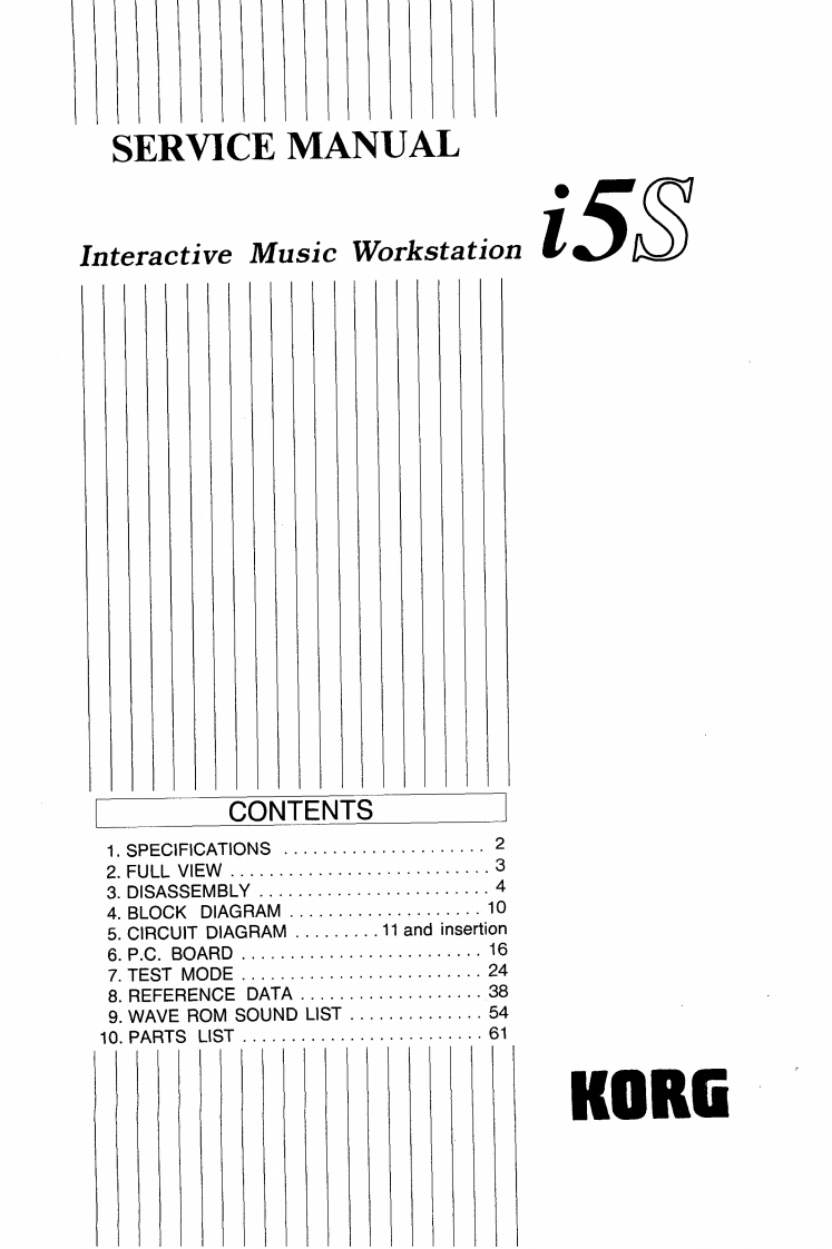Korg_i5S_Service_Manual维修服务手册含电器原理图