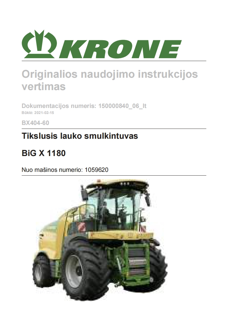 Krone-Big-X-1180-Combine-零部件手册-PDF