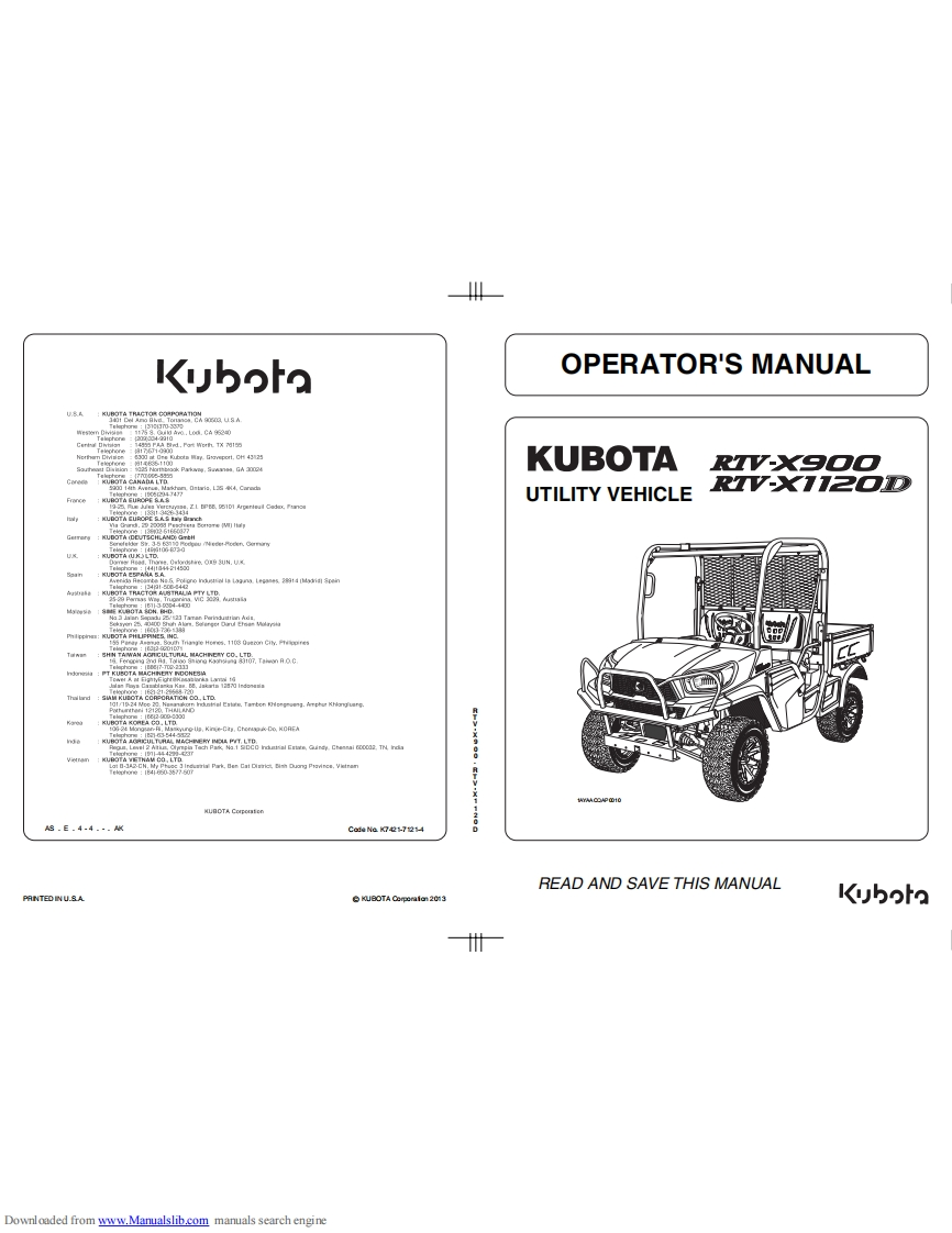 Kubota_RTVX900_用户驾驶手册
