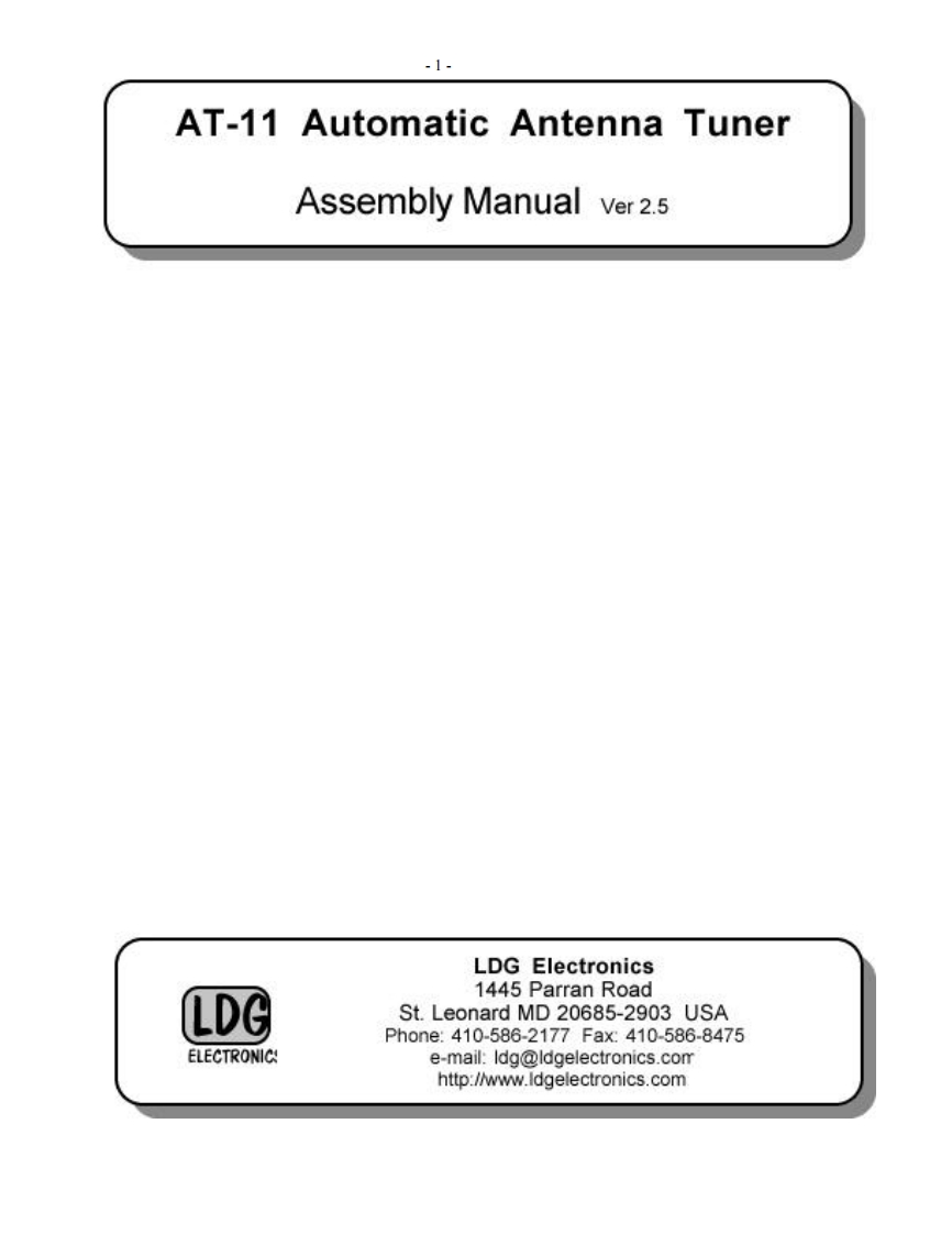 LDG_Electronics-AT-11-(Assembly-Manual操作说明书手册)