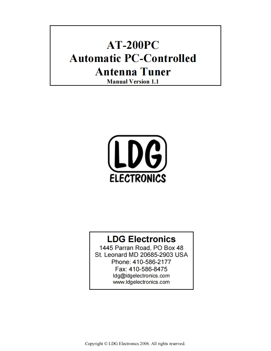 LDG_Electronics-AT-200PC-(Manual操作说明书手册)