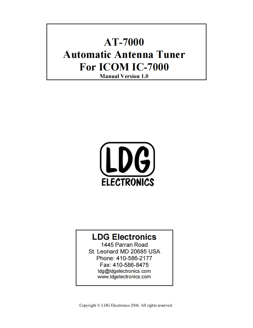 LDG_Electronics-AT-7000-(Manual操作说明书手册)