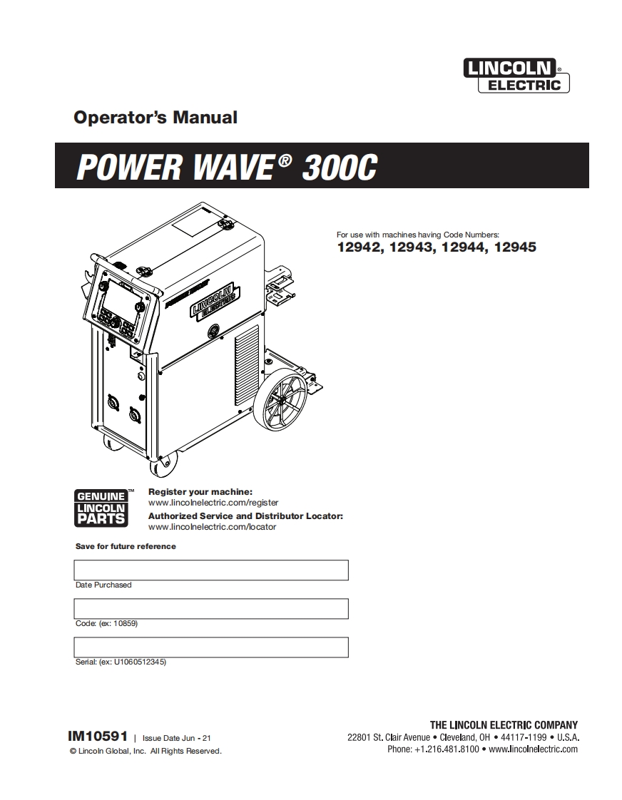 LINCOLN-POWER-WAVE-300C-Manual操作说明书手册
