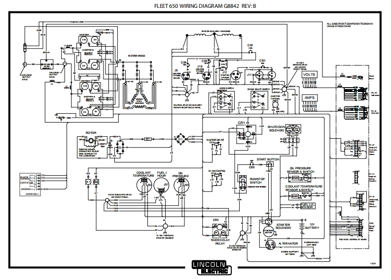 LINCOLN林肯电焊机FLEET-650-WIRING-DIAGRAM-G8842-REV-B电器原理图