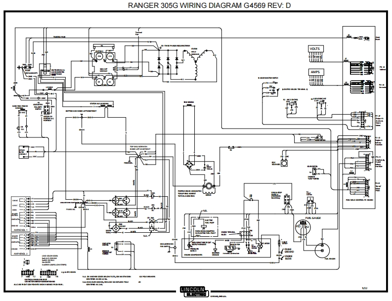 LINCOLN林肯电焊机RANGER-305G-WIRING-DIAGRAM-G4569-REV-D电器原理图