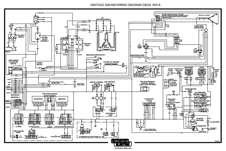 LINCOLN林肯电焊机VANTAGE-300400-WIRING-DIAGRAM-G8250-REVA电器原理图