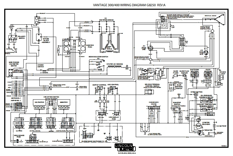 LINCOLN林肯电焊机VANTAGE-300400-WIRING-DIAGRAM-G8250-REVA电器原理图-找手册网