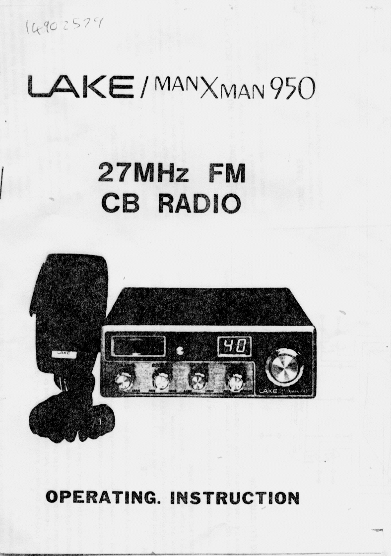 Lake_Manxman_950_Manual操作说明书手册