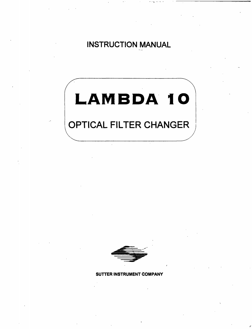 Lambda10OpticalFilterChangerInstruction操作说明书手册