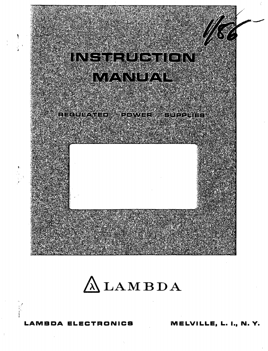 LambdaElectronicsInstruction操作说明书手册forRegulatedPowerSuppliesLDS-XSeries