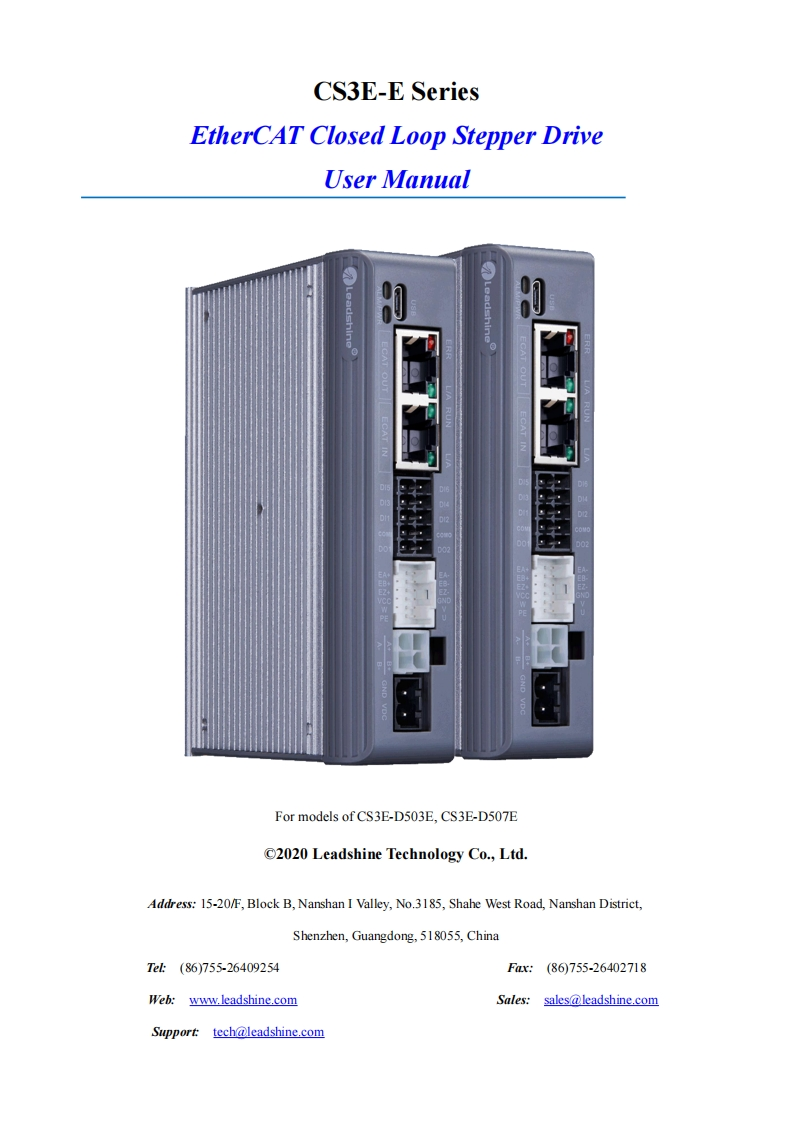 Leadshine_CS3E-E_操作说明书手册_Closed_Loop_Stepper_EtherCAT