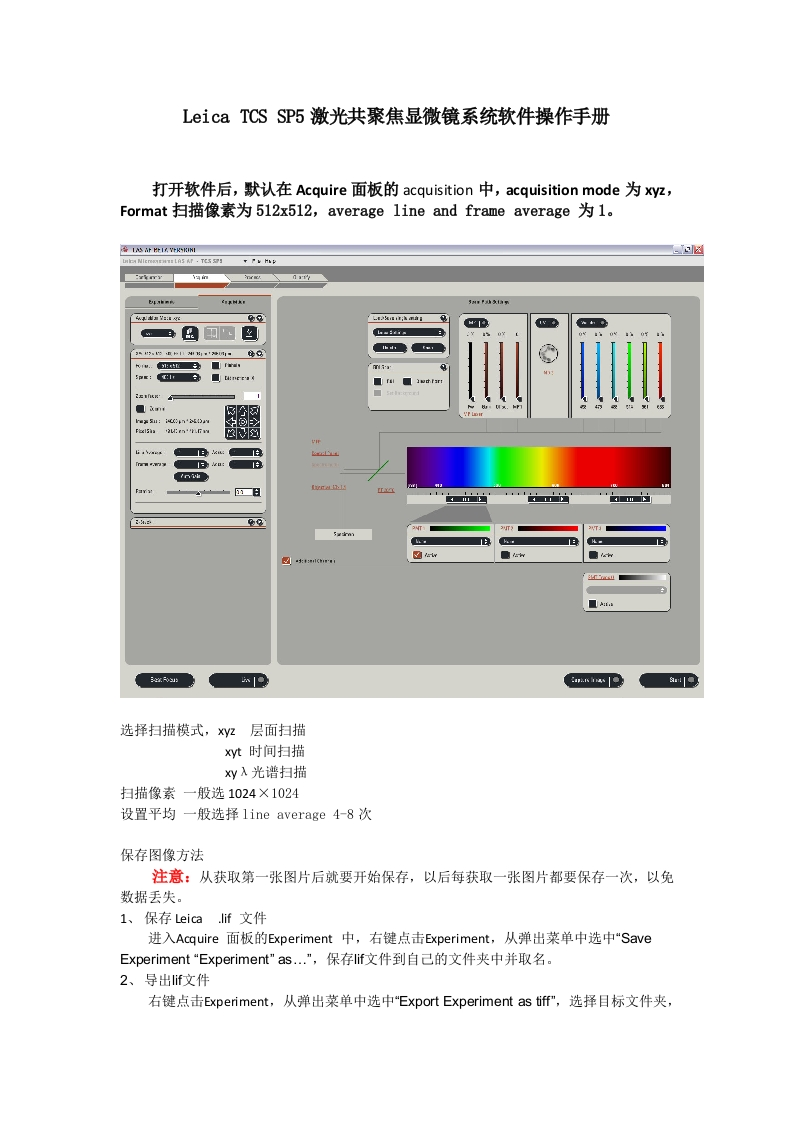 LeicaTCSSP5激光共聚焦显微镜系统软件操作手册