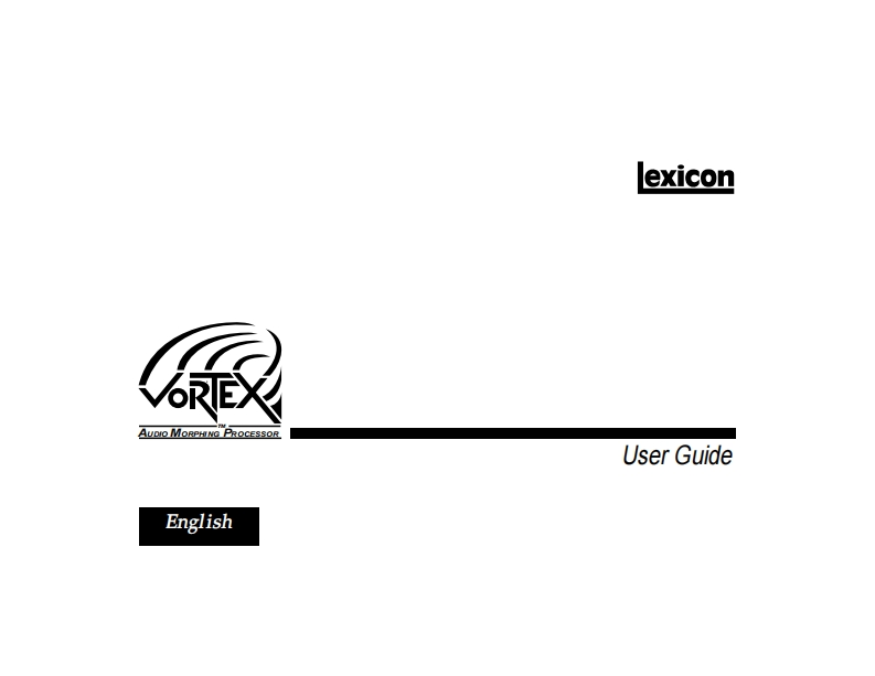 Lexicon-vortex-user-guide使用操作说明书手册
