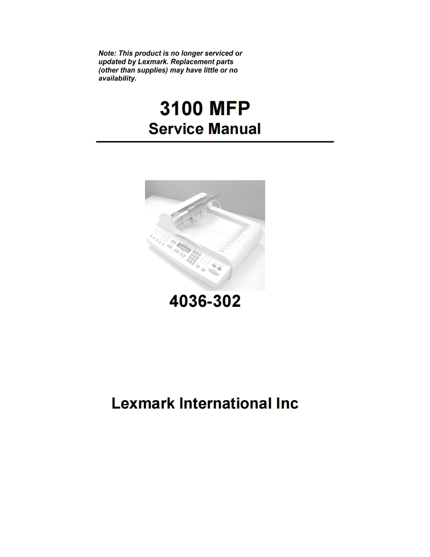 Lexmark3100MFP维修维护手册