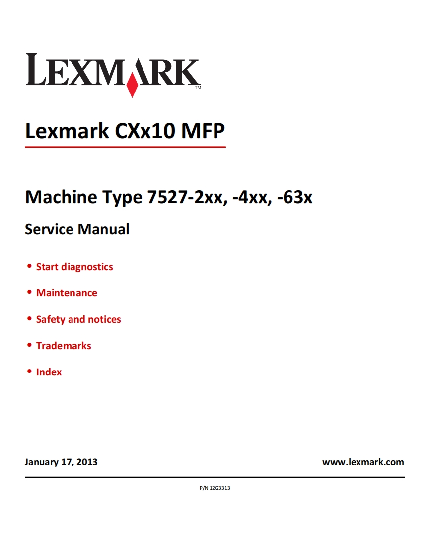 LexmarkCXx10MFP维修维护手册(Eng)
