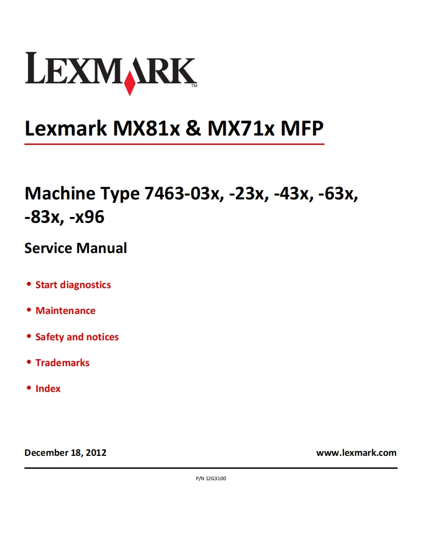LexmarkMX710711810811812维修维护手册(Eng)