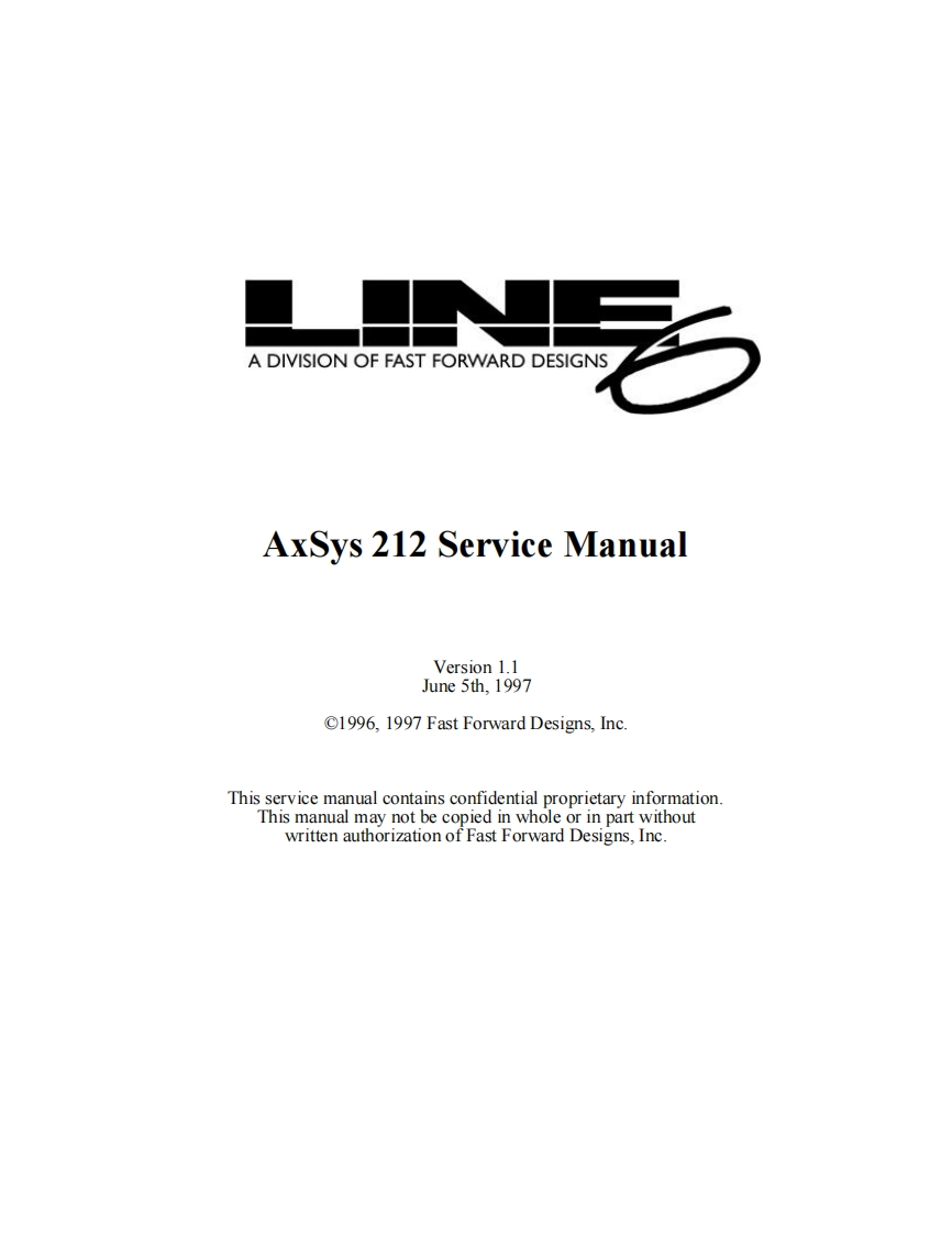 Line_6_AxSys_212_Service_Manual维修服务手册含电器原理图