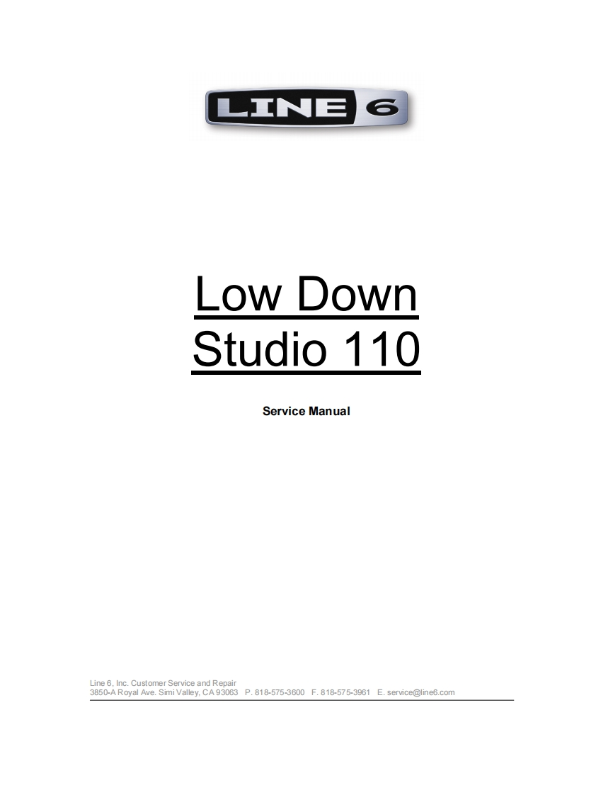 Line_6_Low_Down_Studio_110_Service_Manual维修服务手册含电器原理图