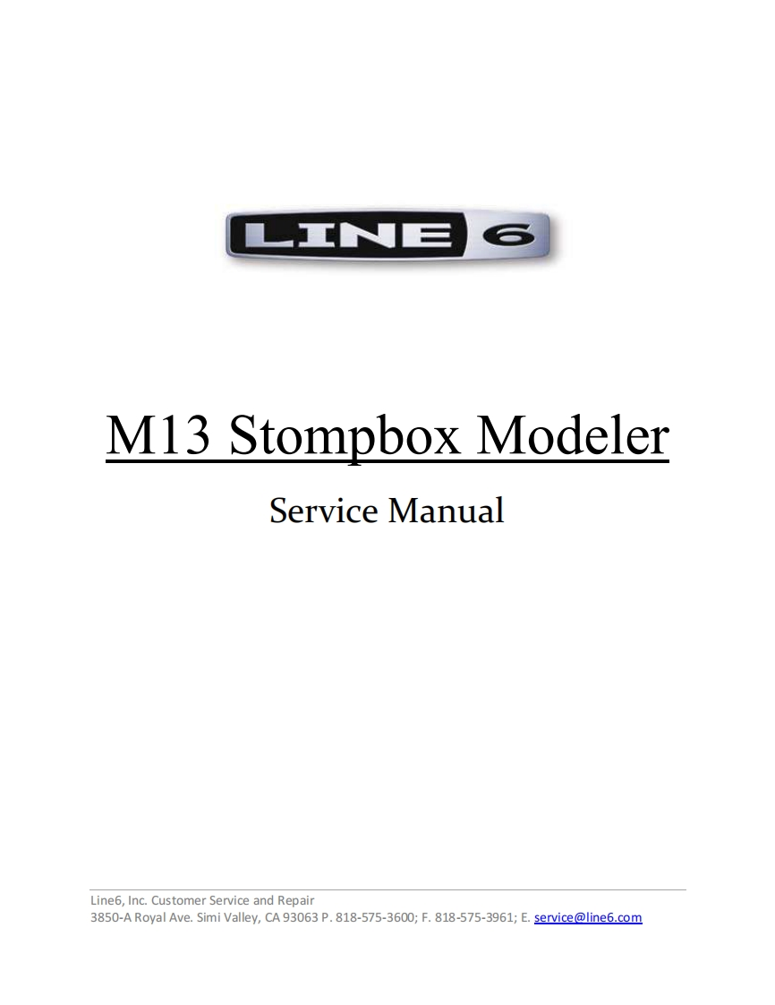 Line_6_M13_Stompbox_Modeler_Service_Manual维修服务手册含电器原理图