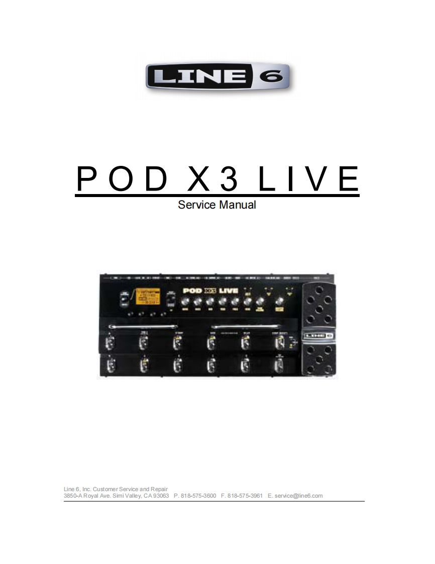 Line_6_POD_X3_Live_Service_Manual维修服务手册含电器原理图