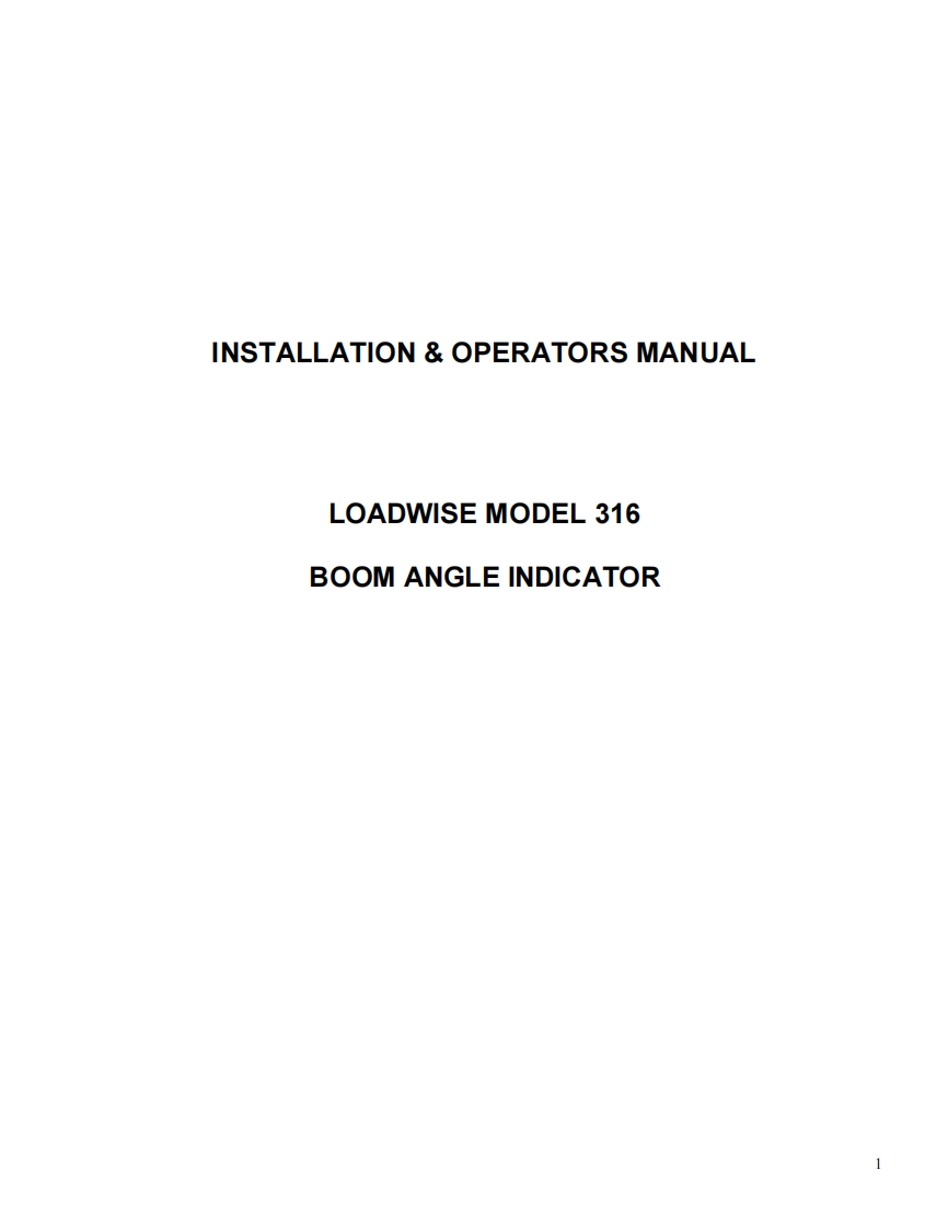 Loadwise-316-Installation-and-操作说明书手册