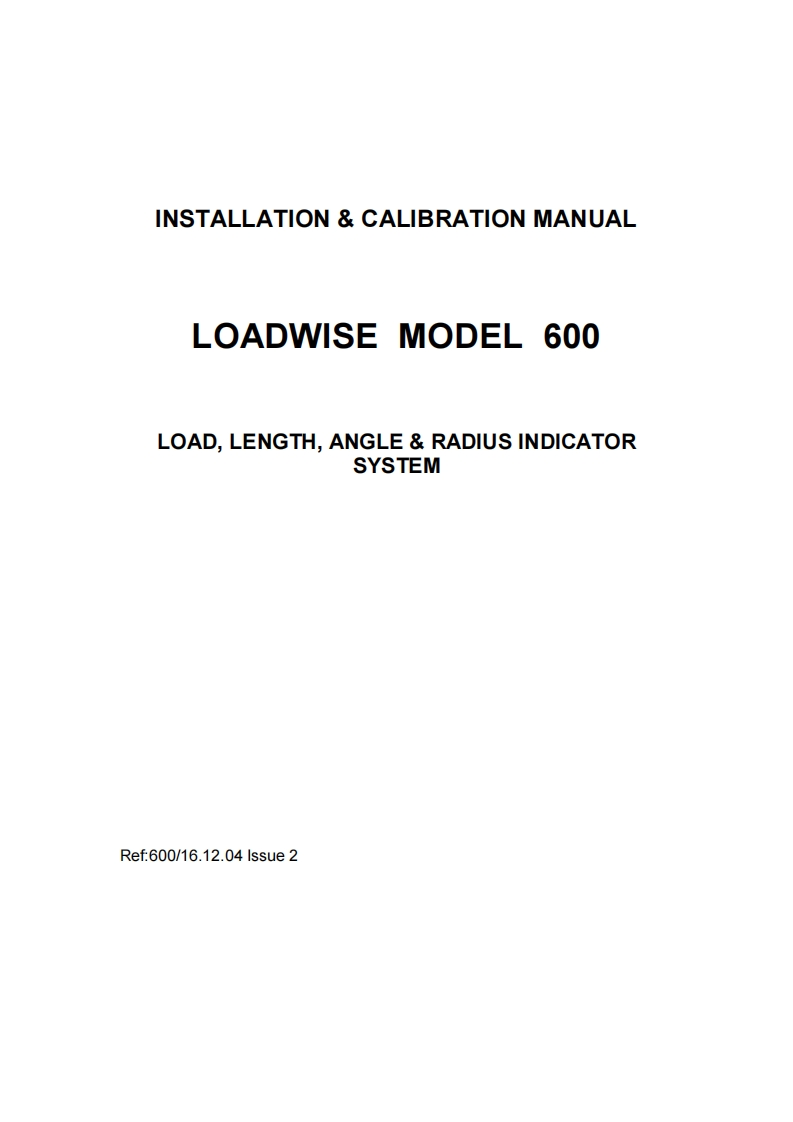 Loadwise-600-Installation-and-校准说明书手册