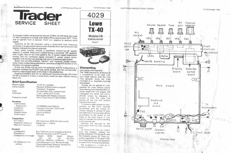 Lowe_TX-40_Service-Manual维修手册含电器原理图