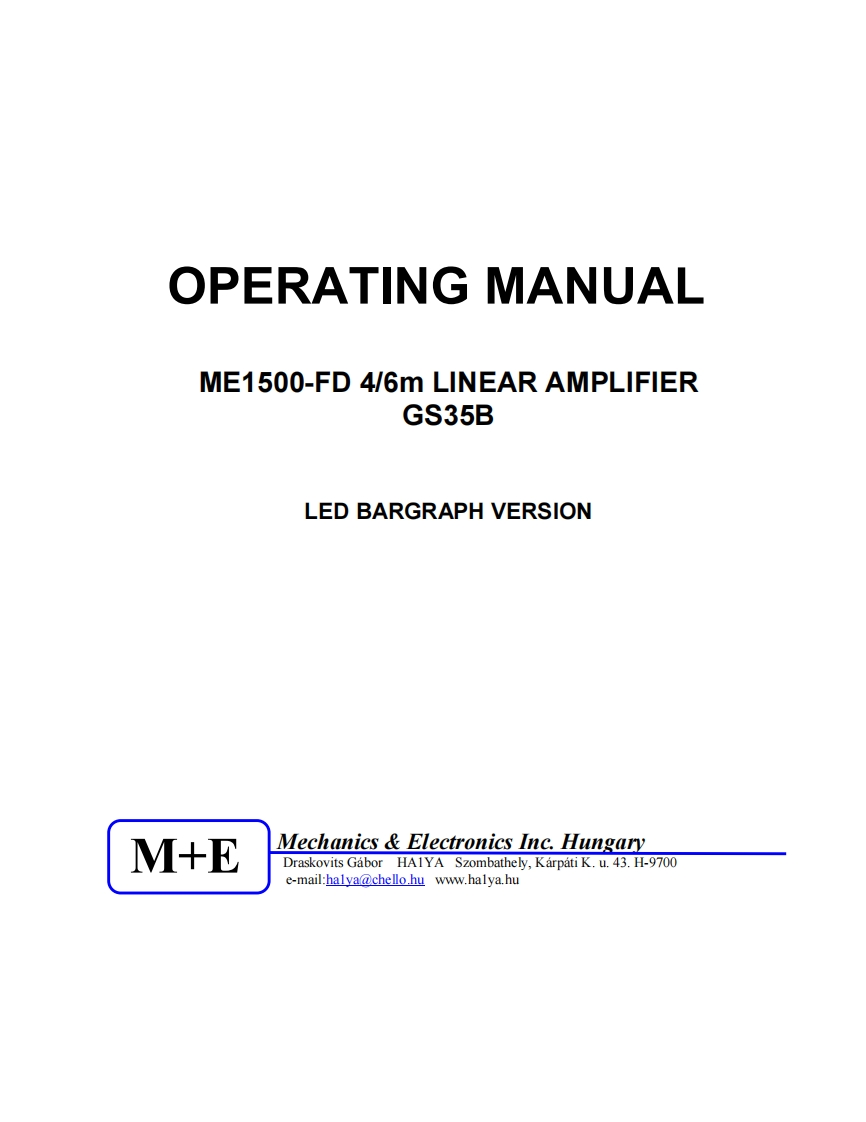 M-E_Mechanics_-_Electronics_ME1500-FD_Manual操作说明书手册