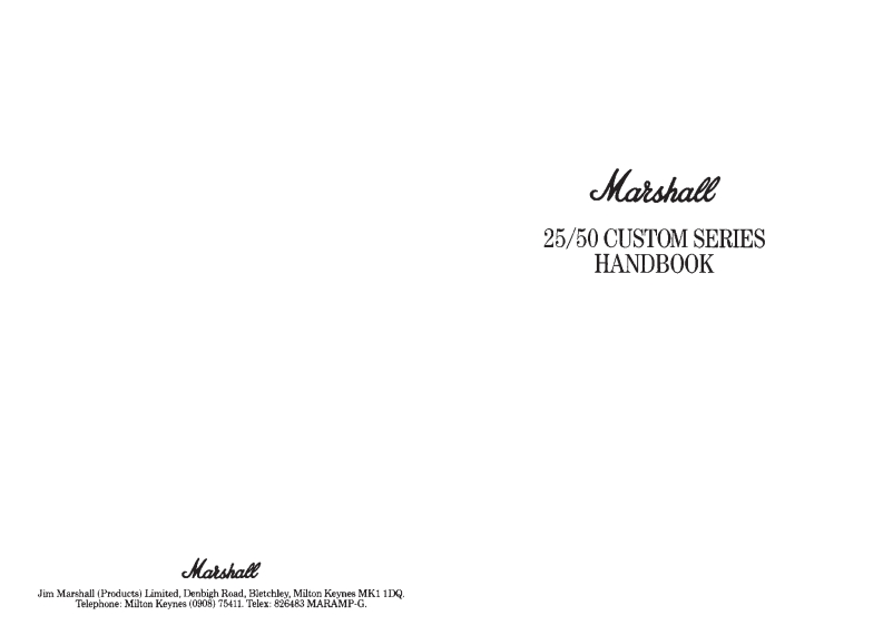 MARSHALL2550使用说明书手册