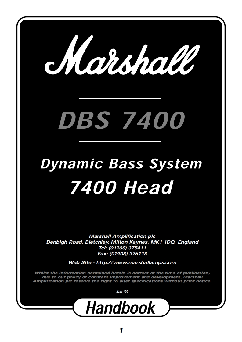 MARSHALLdbs-7400-操作说明书手册