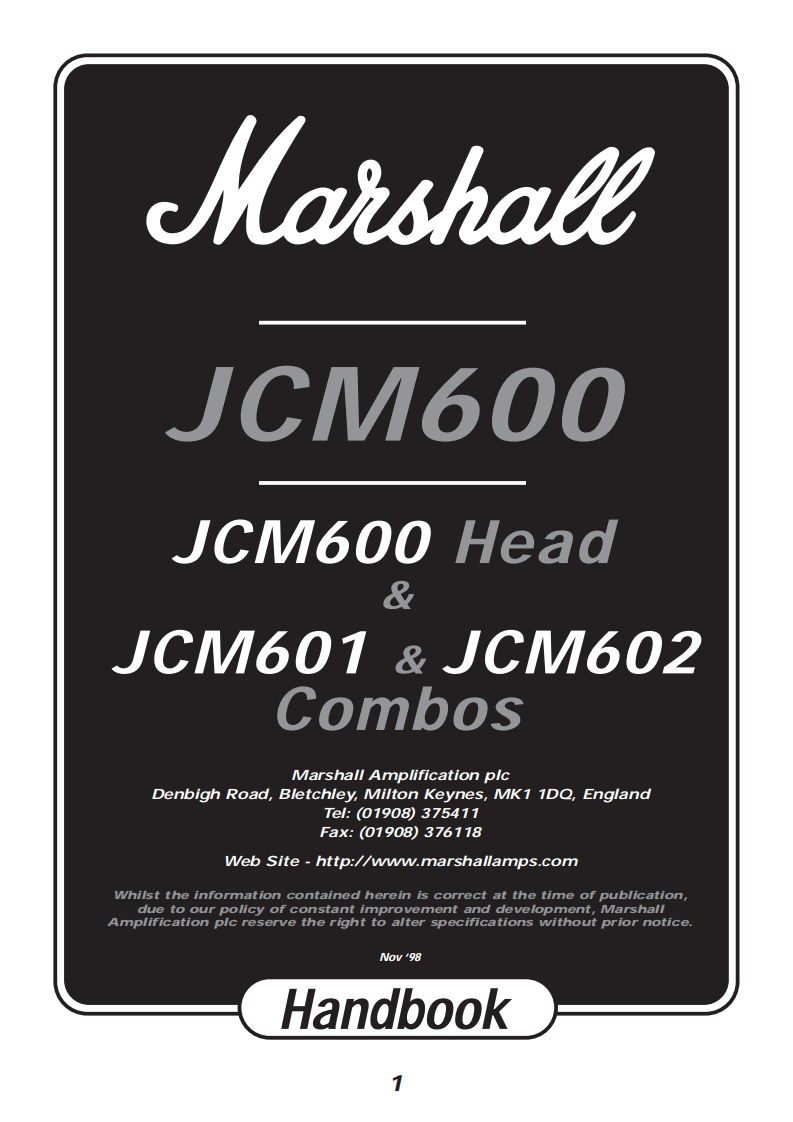 MARSHALLjcm600-操作说明书手册