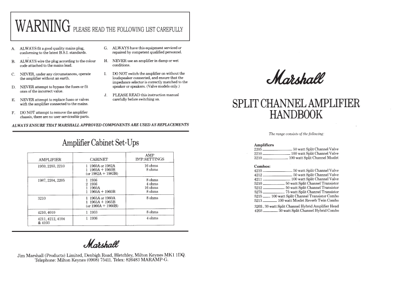 MARSHALLjcm800-sc-使用说明书手册