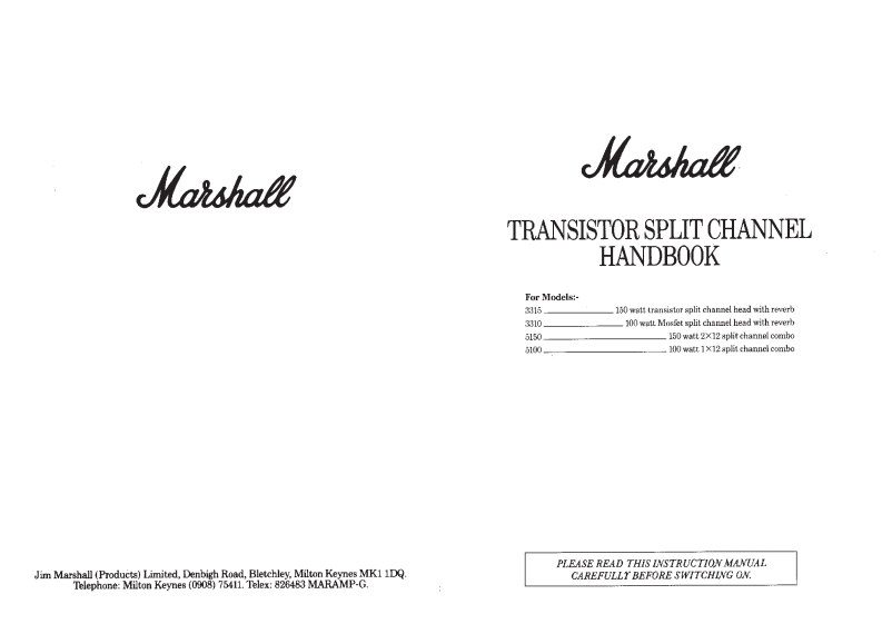 MARSHALLjcm800-tr-sc-使用说明书手册