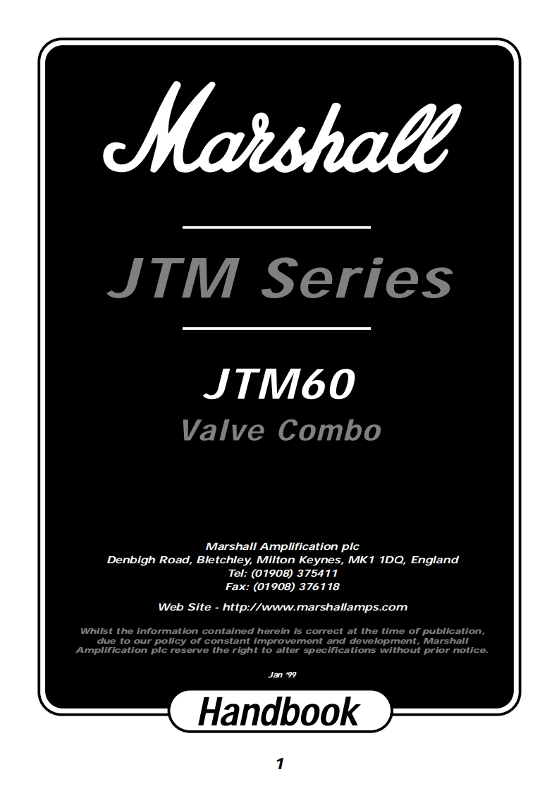 MARSHALLjtm60-操作说明书手册