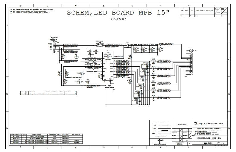 MBP15-LED-BOARD-MBP15---051-7271笔记本电器原理图