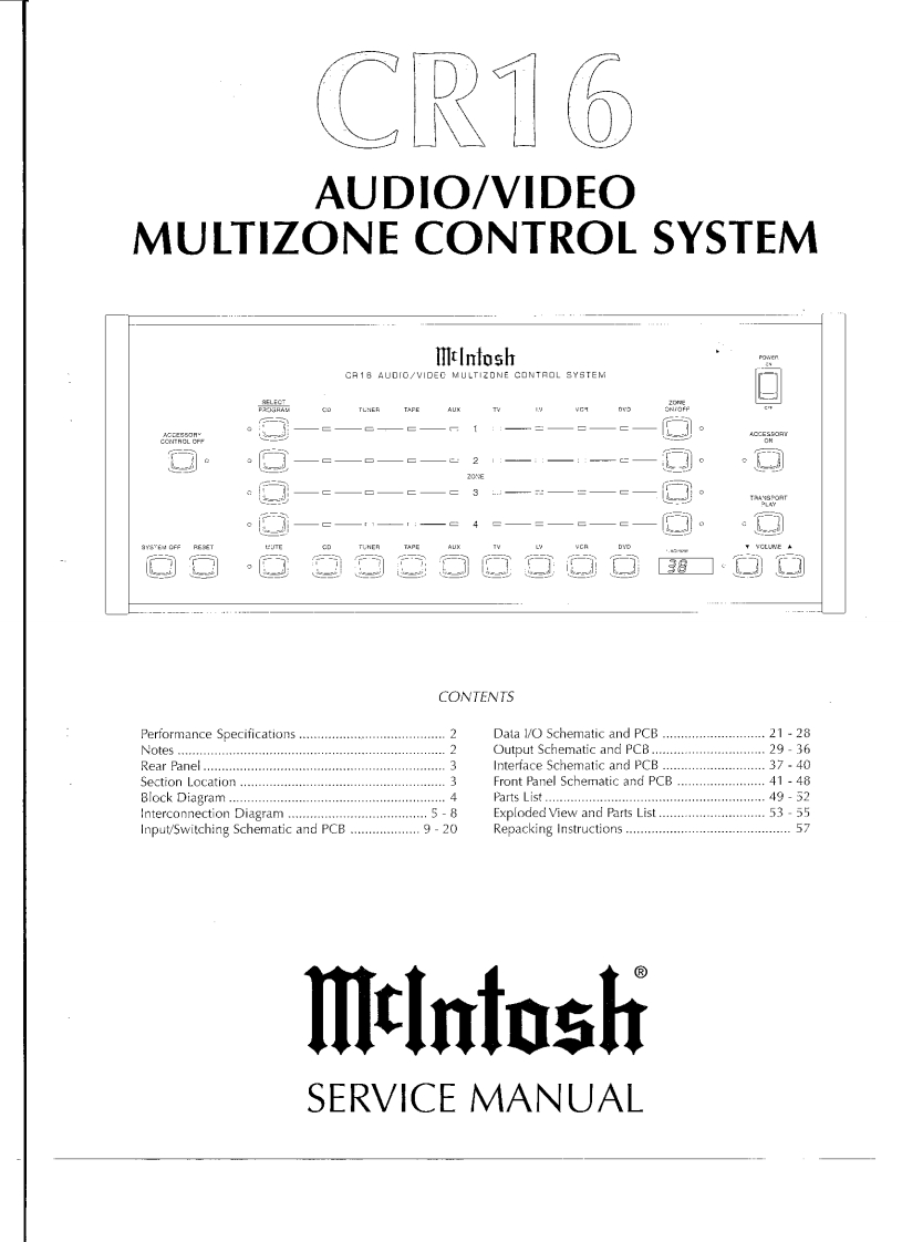 MCINTOSH-CR16_service-manual维修手册