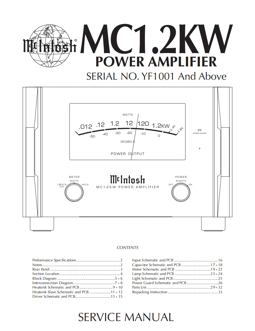 MCINTOSH-MC1.2KW_service-manual维修手册